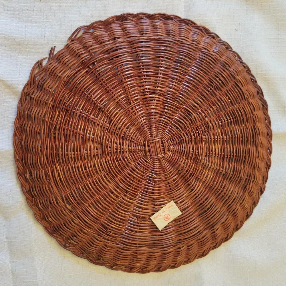6‎ Wicker Rattan Paper Plate Holders Camping BBQ Cookout Party Boho Wall Decor
